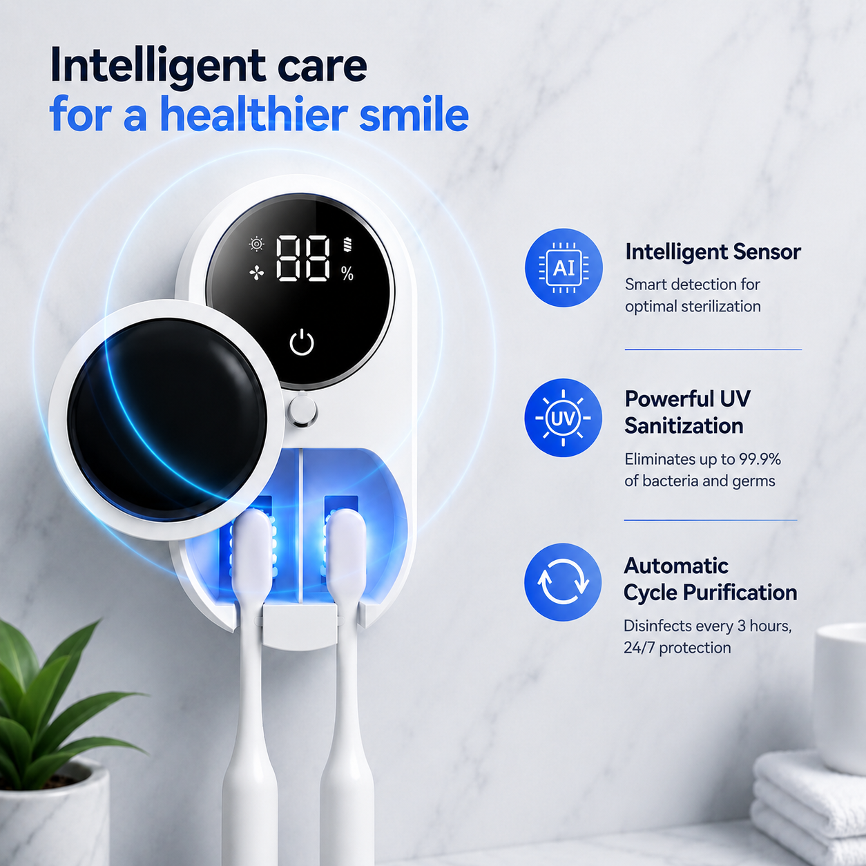 Dual Smart Toothbrush Sanitizer