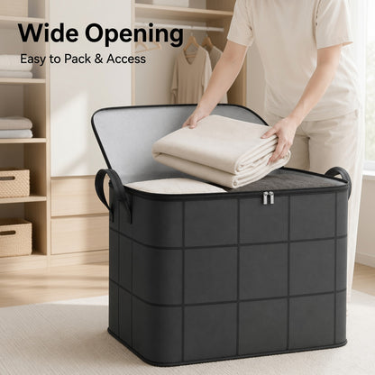 Spacious Moving Storage Bin, Zippered Organizer for Quilts, Bedding & Sweaters