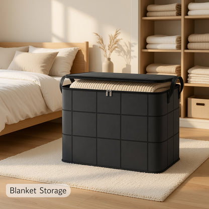 Spacious Moving Storage Bin, Zippered Organizer for Quilts, Bedding & Sweaters