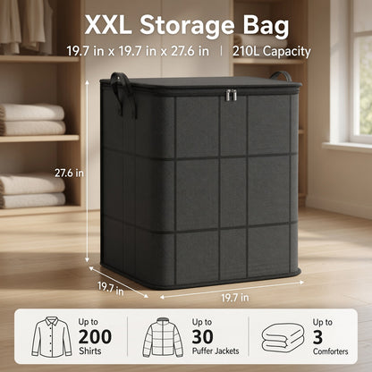 Spacious Moving Storage Bin, Zippered Organizer for Quilts, Bedding & Sweaters