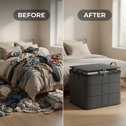 Spacious Moving Storage Bin, Zippered Organizer for Quilts, Bedding & Sweaters